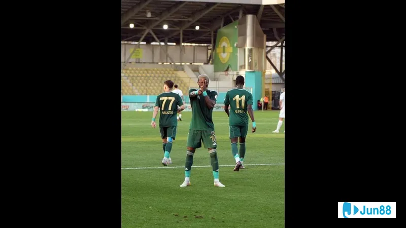 Erokspor and Hatayspor football players in action during a match Erokspor and Hatayspor football players in action during a match